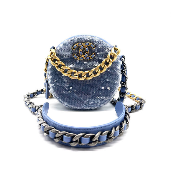 CHANEL Bags Chanel Shoulder Bag Crossbody 9 Leathersequins Blue